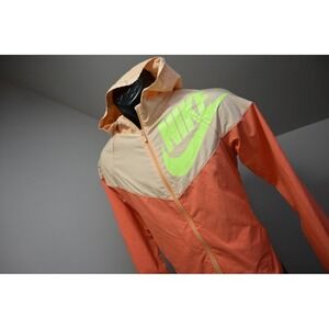 Nike Track Hoodie Jacket Orange Windbreaker Full Zip Running Loose Fit Girls XL